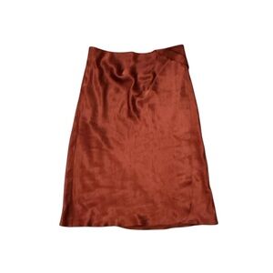 Banana Republic Women’s 100% Silk Copper Rust Flowy Knee Length Skirt Size 0